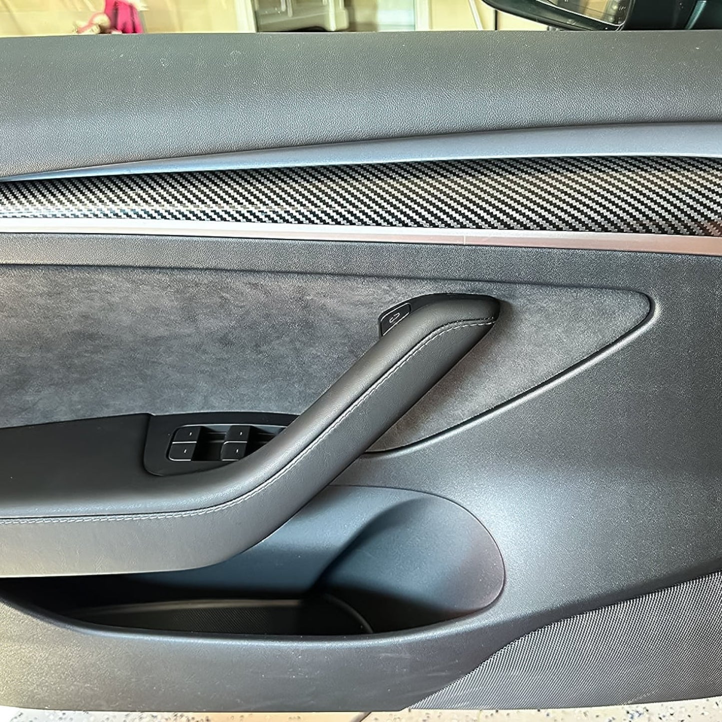 2021-2023 Tesla 3 & 2023 Y Carbon Fiber Center Front Door Panel ABS