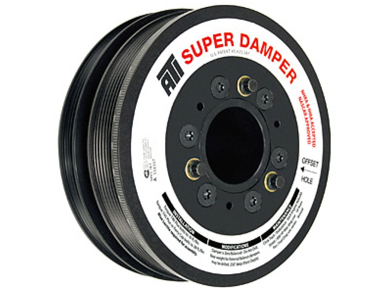 ATI Performance Products Damper - 7.5 - Al Lw - 6 Serp Grv - Ls1 Y Body W/ac Pulley 3/8 Holes