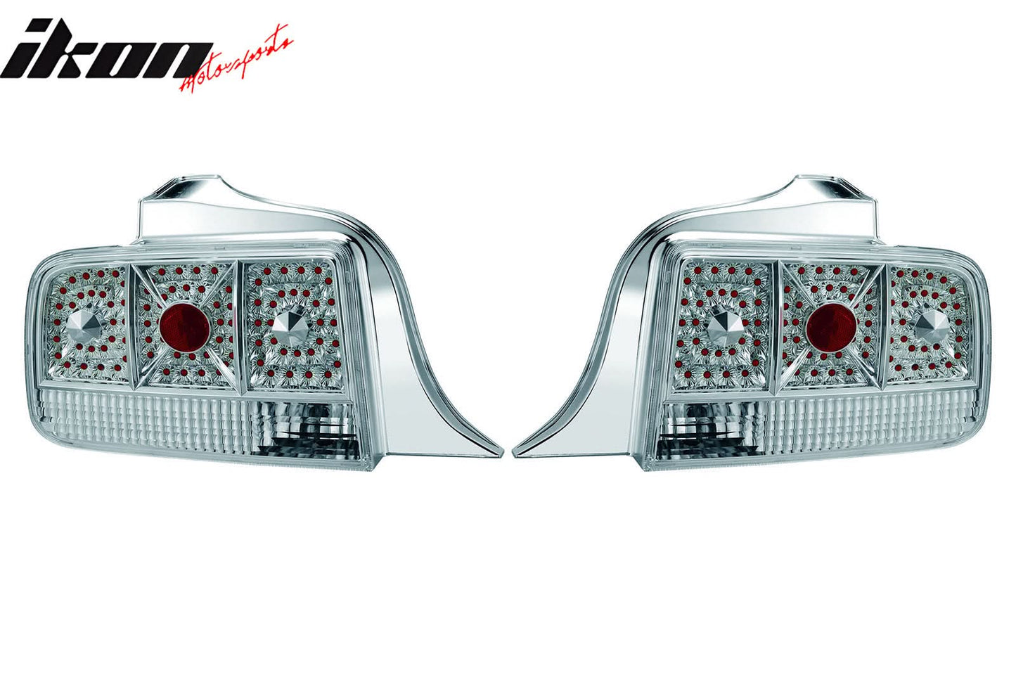 2005-2009 Ford Mustang Chrome Clear Lens LED Tail Lights Brake Lamp