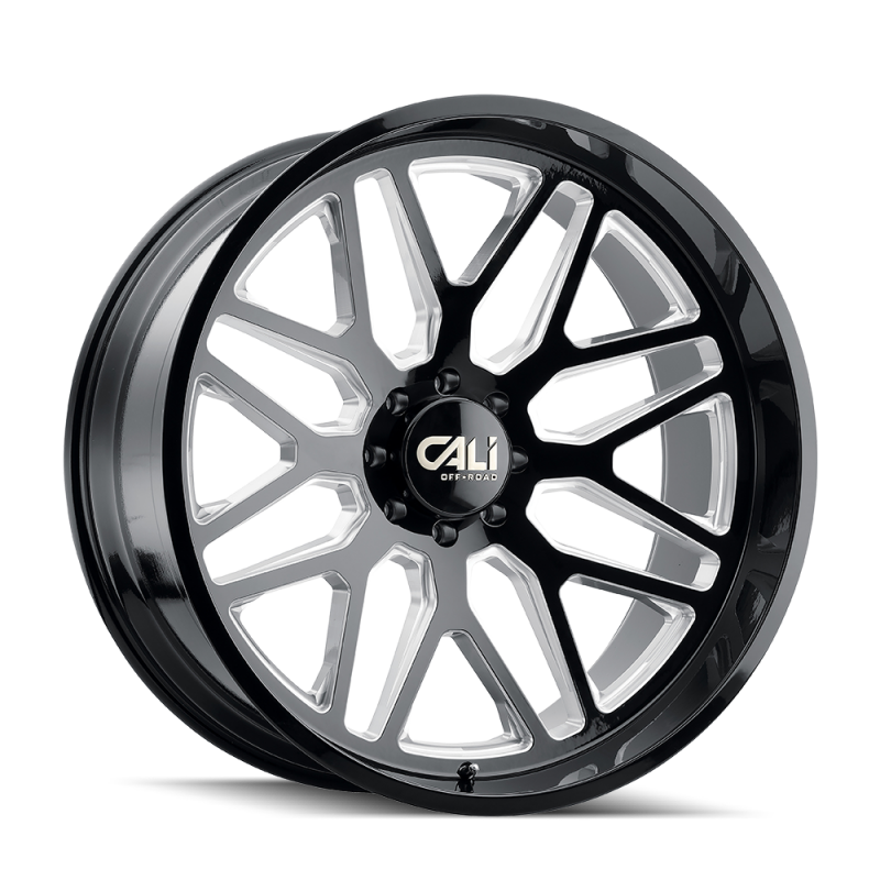 Cali Off-Road 9115 Invader 24x14 / 8x165.1 BP / -76mm Offset / 125.2mm Hub Gloss Black Milled Wheel 9115-24481BM
