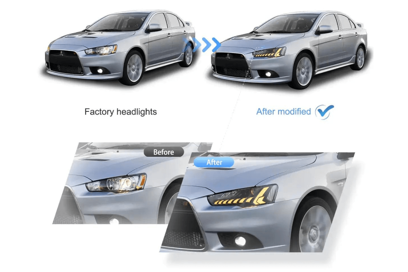 Mitsubishi Lancer Evo X Demon Eyes Dual Beam Projector Headlights (2008-2017)