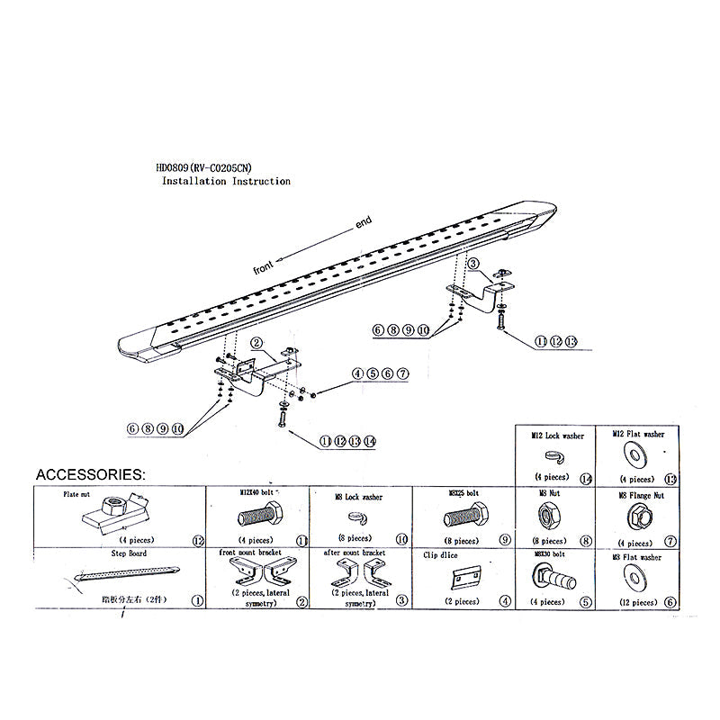 2007-2012 Toyota RAV4 OE Style Black Silver Running Board Aluminum