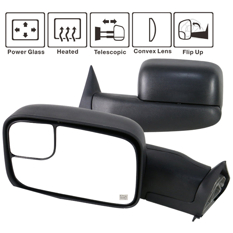 1998-2001Â Ram 1500 2500 3500 Side View Tow Mirrors Power Heated 2PC