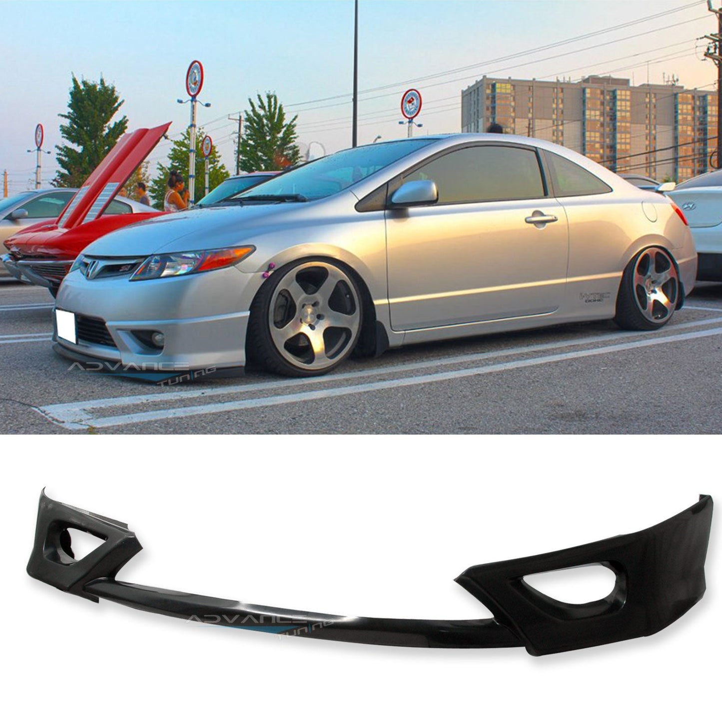 2006-2008 Honda Civic Coupe Front Lip HF-P Style Unpainted Lip Splitte