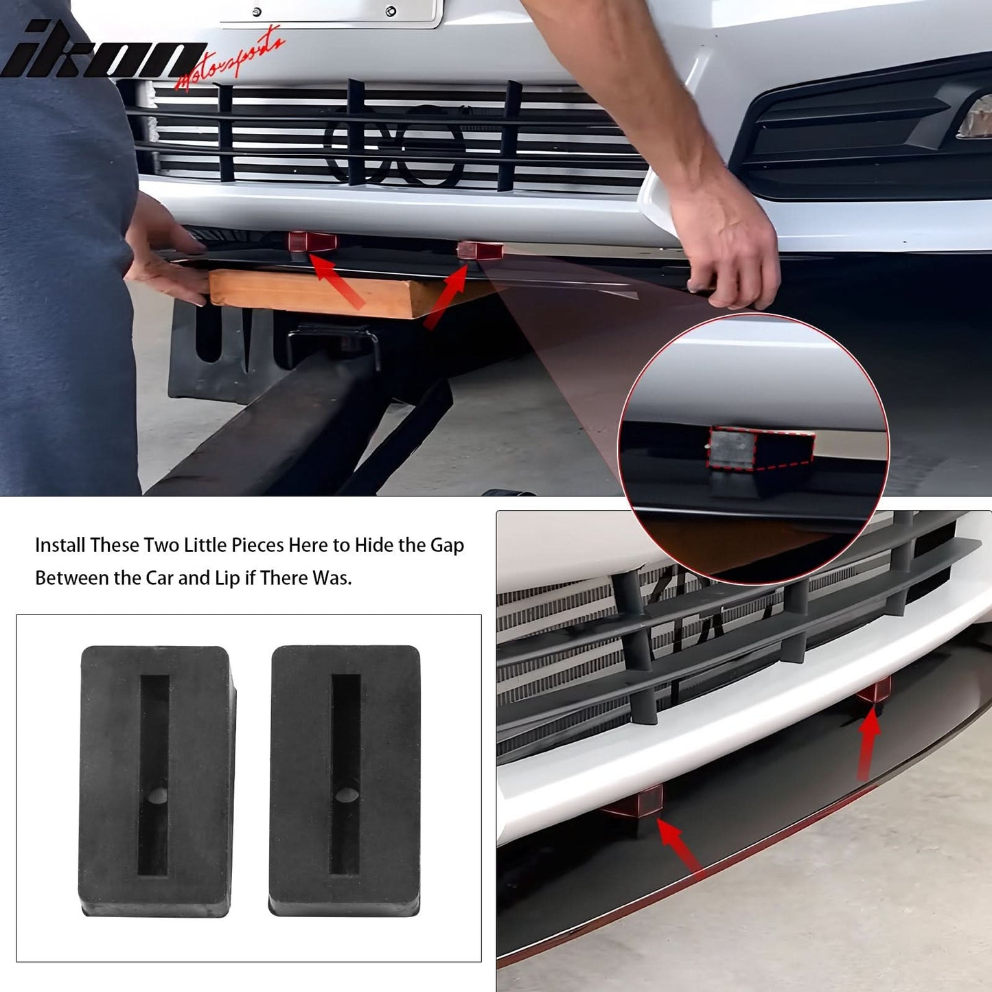 Universal IKON Style Unpainted 3PCS Front Lip Splitter Spoiler PU