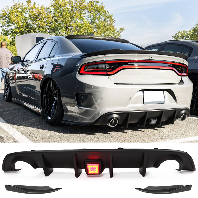 2015-2023 Dodge Charger Rear Diffuser V2 Side Lip Clear LED Brake Lamp