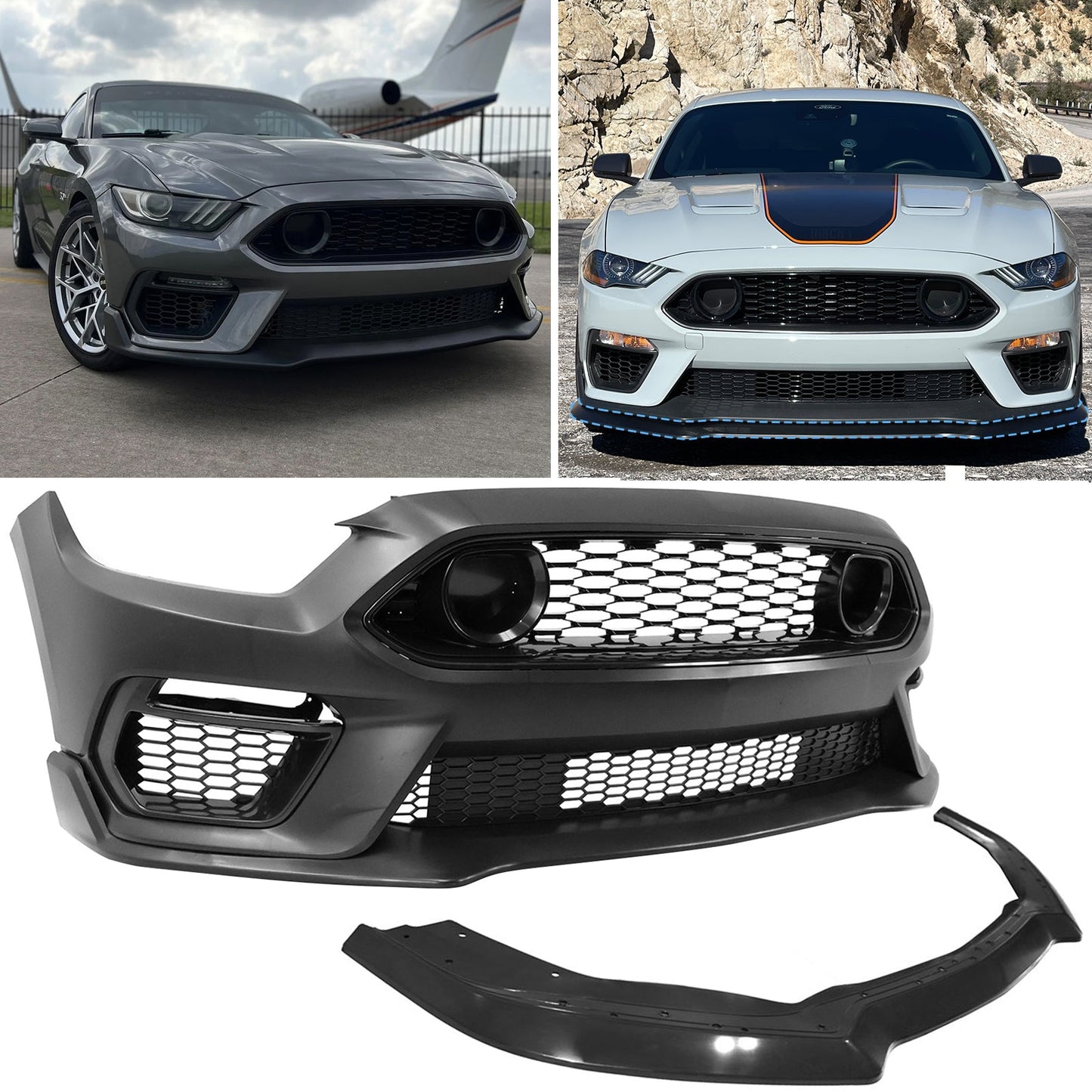 2015-2017 Ford Mustang Front Bumper Conversion W/ Chin Lip Grilles PP