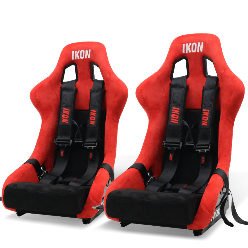 Universal Racing Bucket Seats W/ 4 Point 3" Belt Harness Black