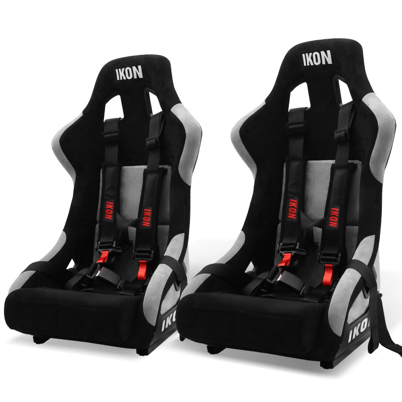 Universal Racing Bucket Seats W/ Slider 4 Point 2" Belt Harness Black
