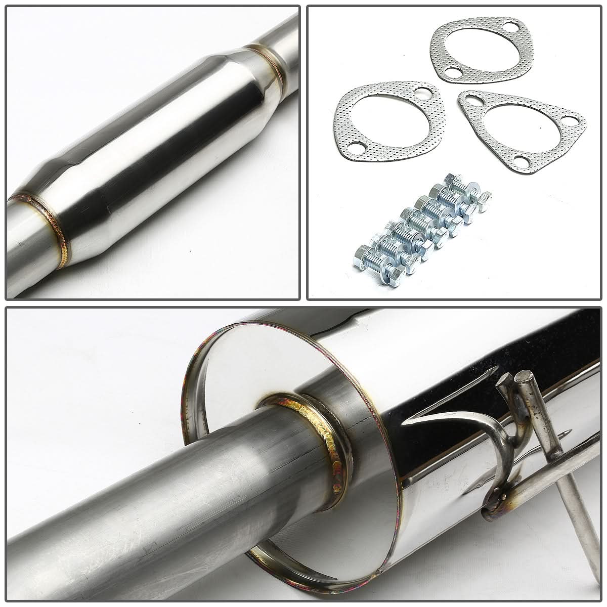 92-00 Honda Civic Catback Exhaust Single Rolled Tip Stainless Steel
