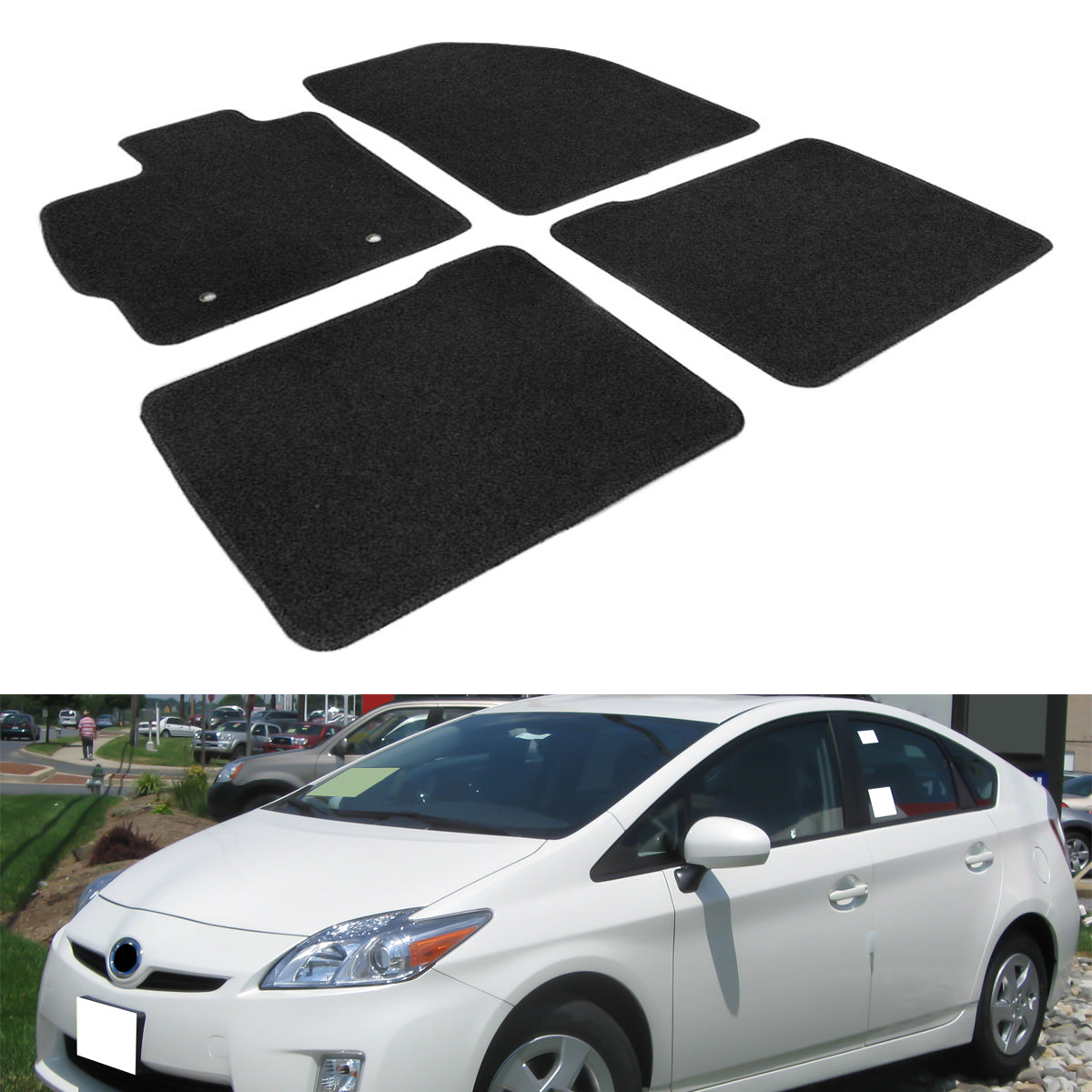 Car Floor Mat for 2010-2011 Toyota Prius Black Carpet 4PC Nylon