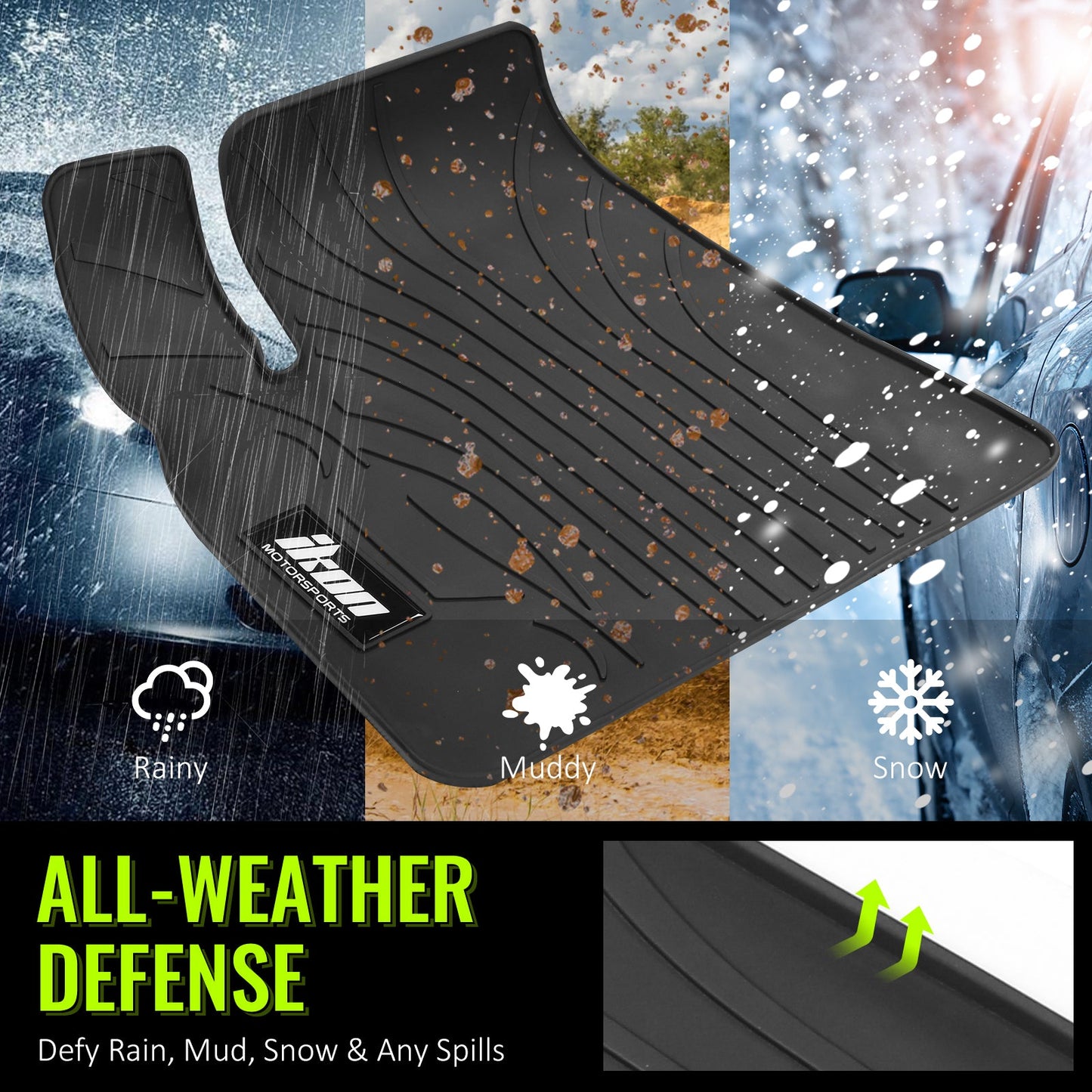 2012-2019 Tesla Model S Latex Floor Mats All Weather Carpet Black
