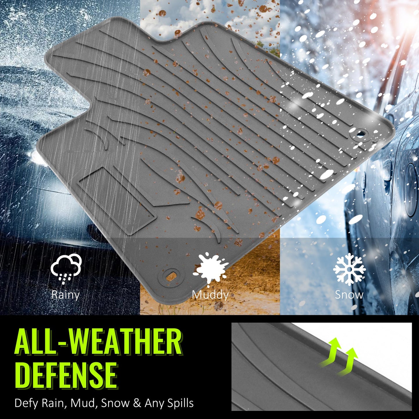 2018-2022 Honda Accord Latex Floor Mats All Weather Carpets 5PC