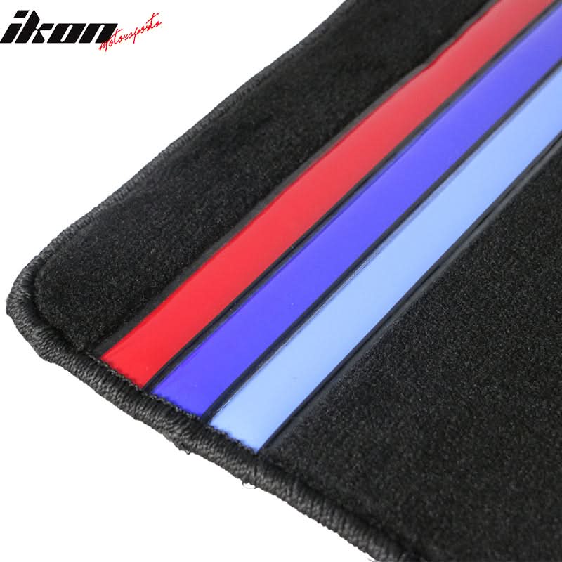 Car Floor Mat for 2007-2012 BMW E70 X5 Black M Color Stripe 4PC Nylon