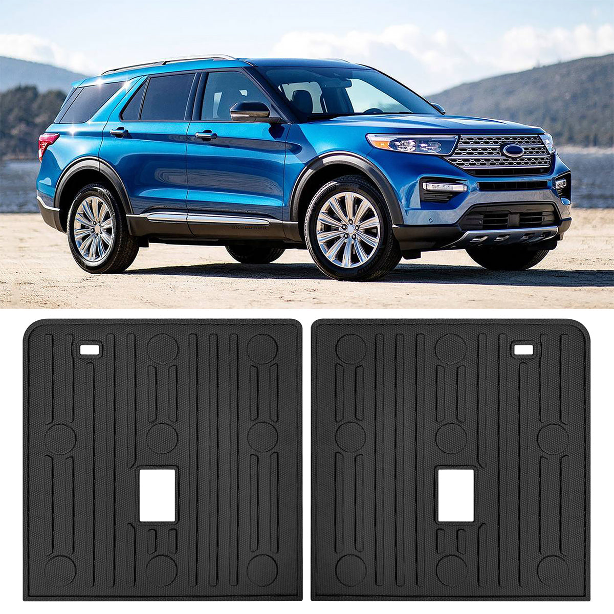 2020-2024 Ford Explorer 2PCS Backrest Mats Rear Seat Liner Black TPE