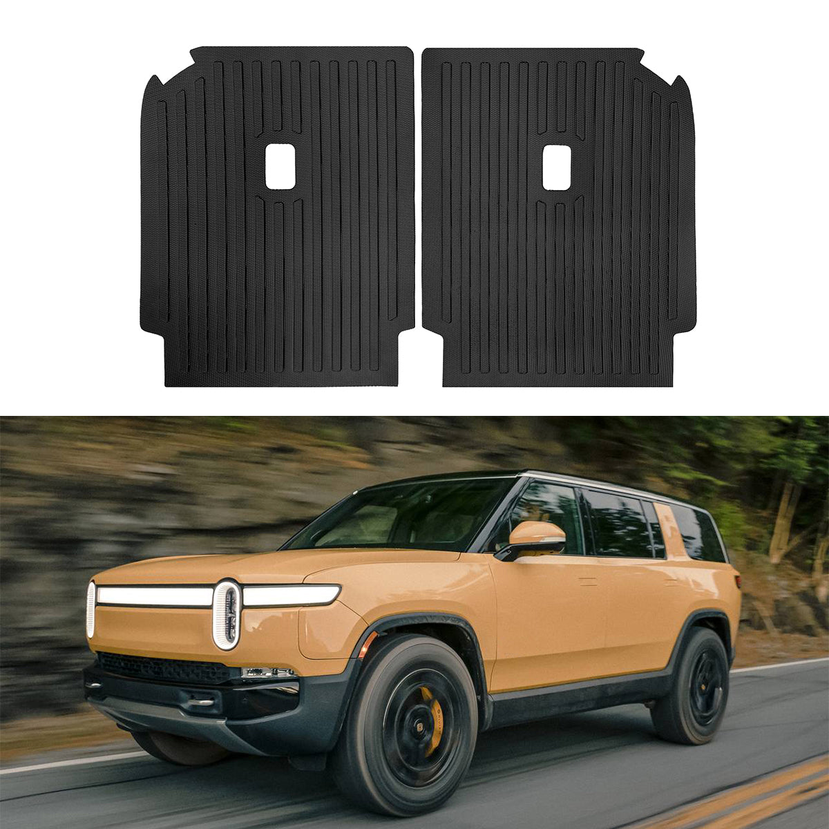 2022-2024 Rivian R1S 2PCS Backrest Mats Rear Seat Back Cover Black TPE