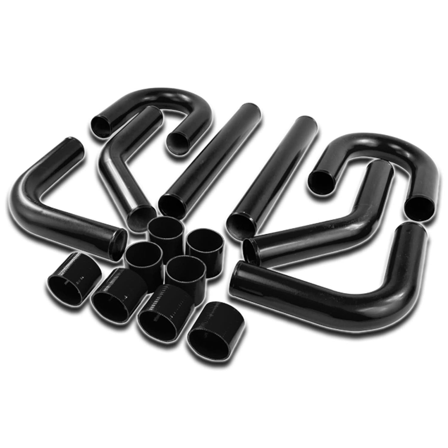 Universal Intercooler Piping Kit 2.5" Aluminum 8PC Black