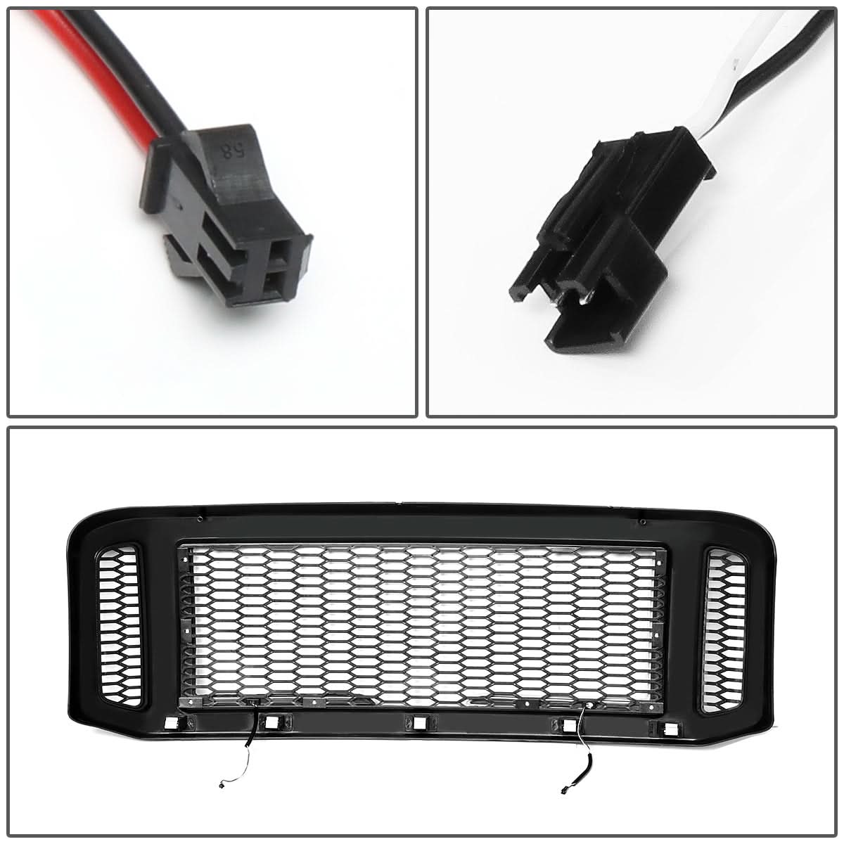 2005-2007 Ford F-250/F-350/F-450/F-550 Honeycomb Mesh Grille w/ LED DRL