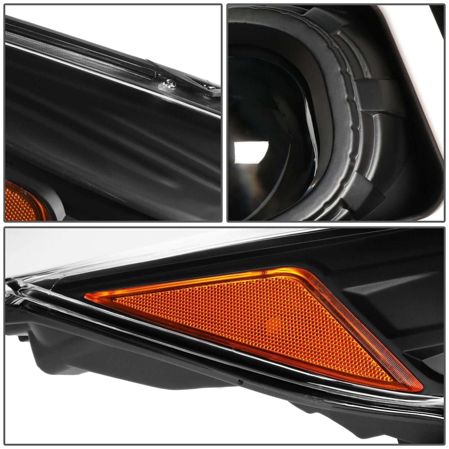 2013-2016 Ford Escape 3D LED DRL Projector Headlights Black Housing