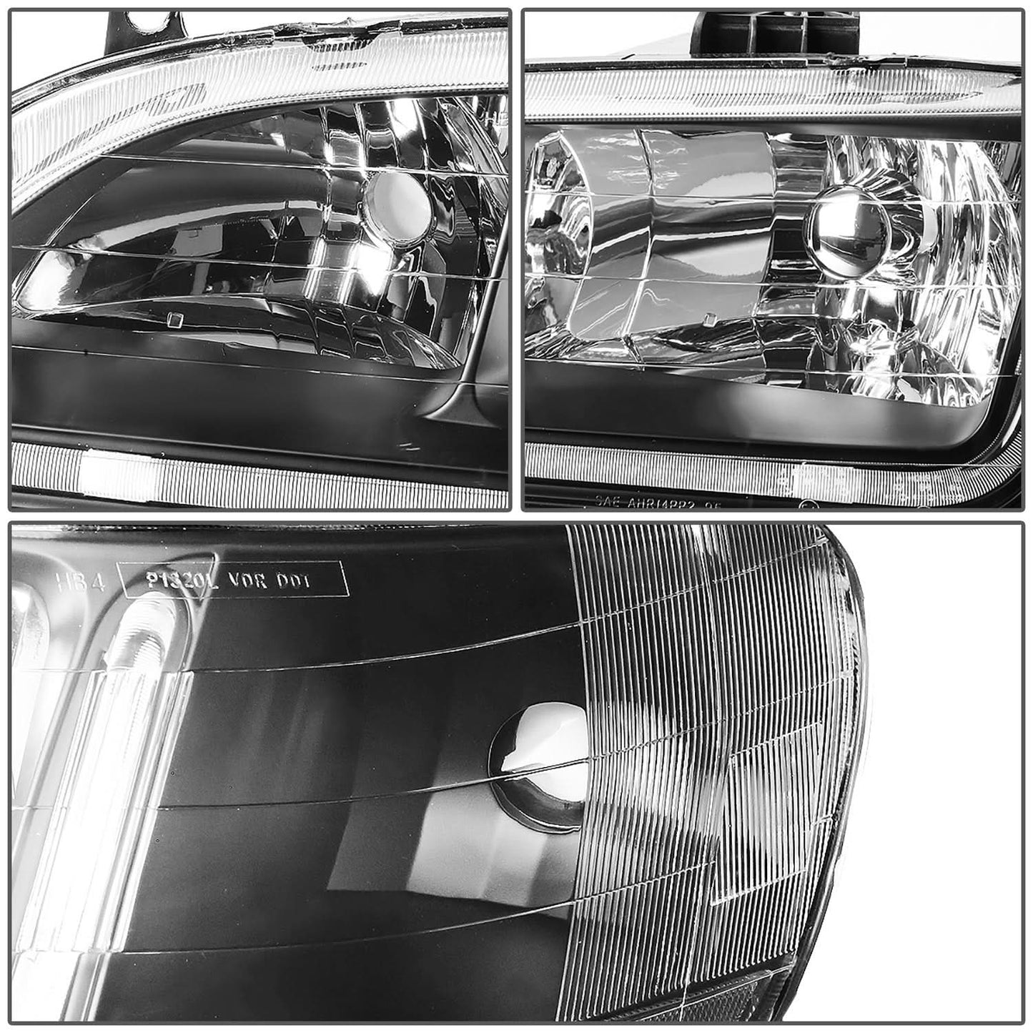 98-02 Honda Accord LED DRL Headlights - Black Housing Clear Corner
