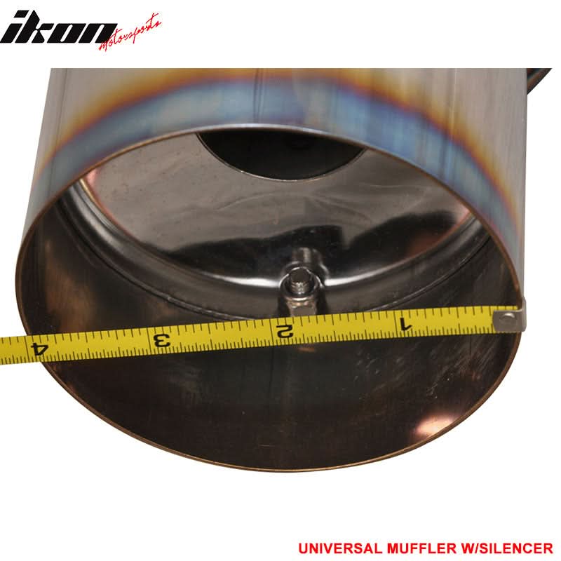 Universal N1 Style 4In Steel Muffler Titanium Flat Tip + Silencer