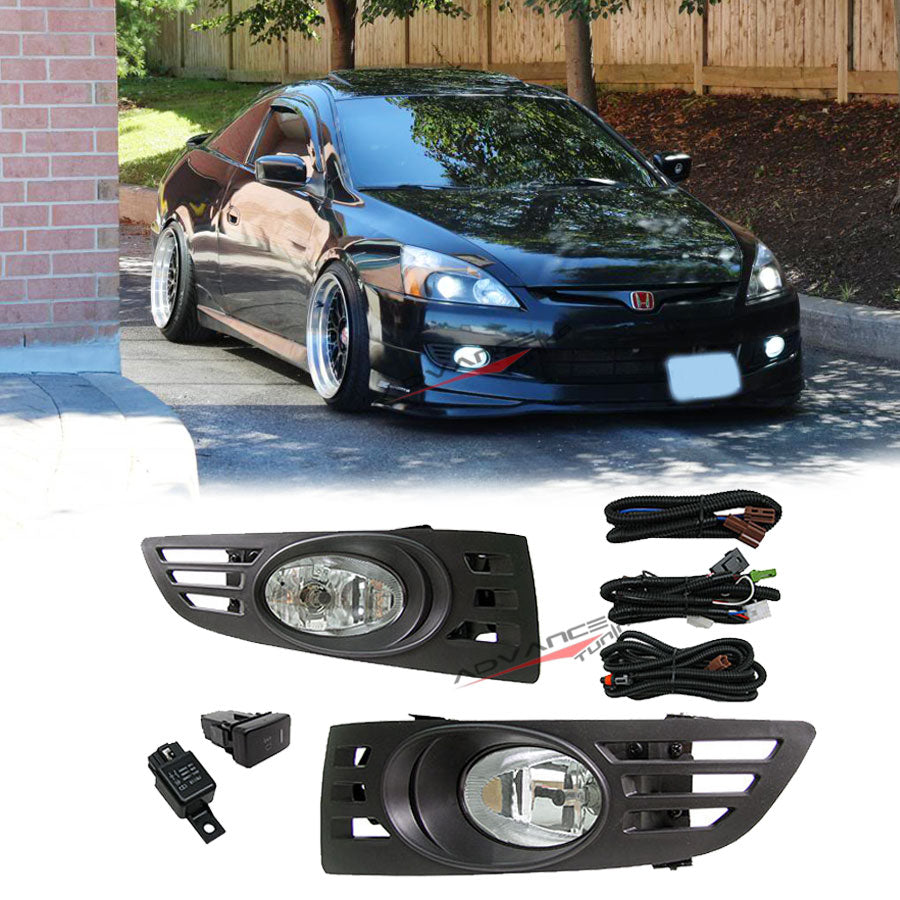 2003-2005 Honda Accord 2Door JDM Clear Lens Fog Lights w/ Switch