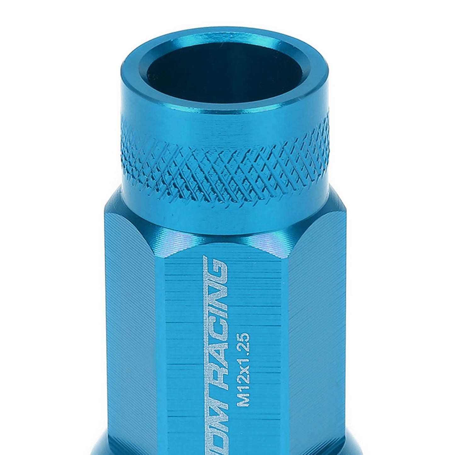 M12x1.25 Aluminum Acorn Lug Nuts 50mm Extended Open End 20pc Light Blue