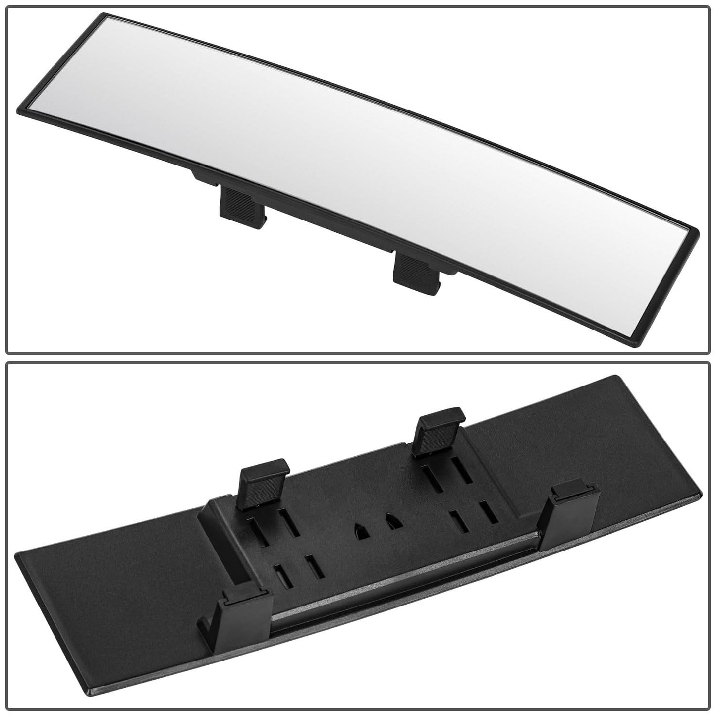 Universal Convex Wide Angle Rear View Mirror 11x3 Black