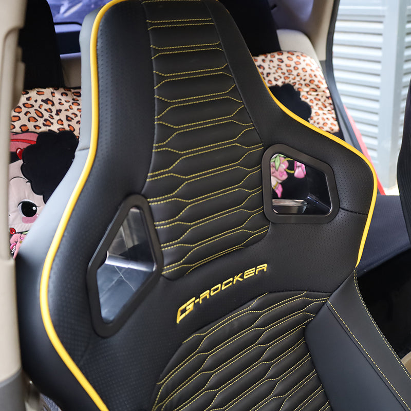 Universal X2 Reclinable Honeycomb Racing Seat + Dual Slider PU Leather
