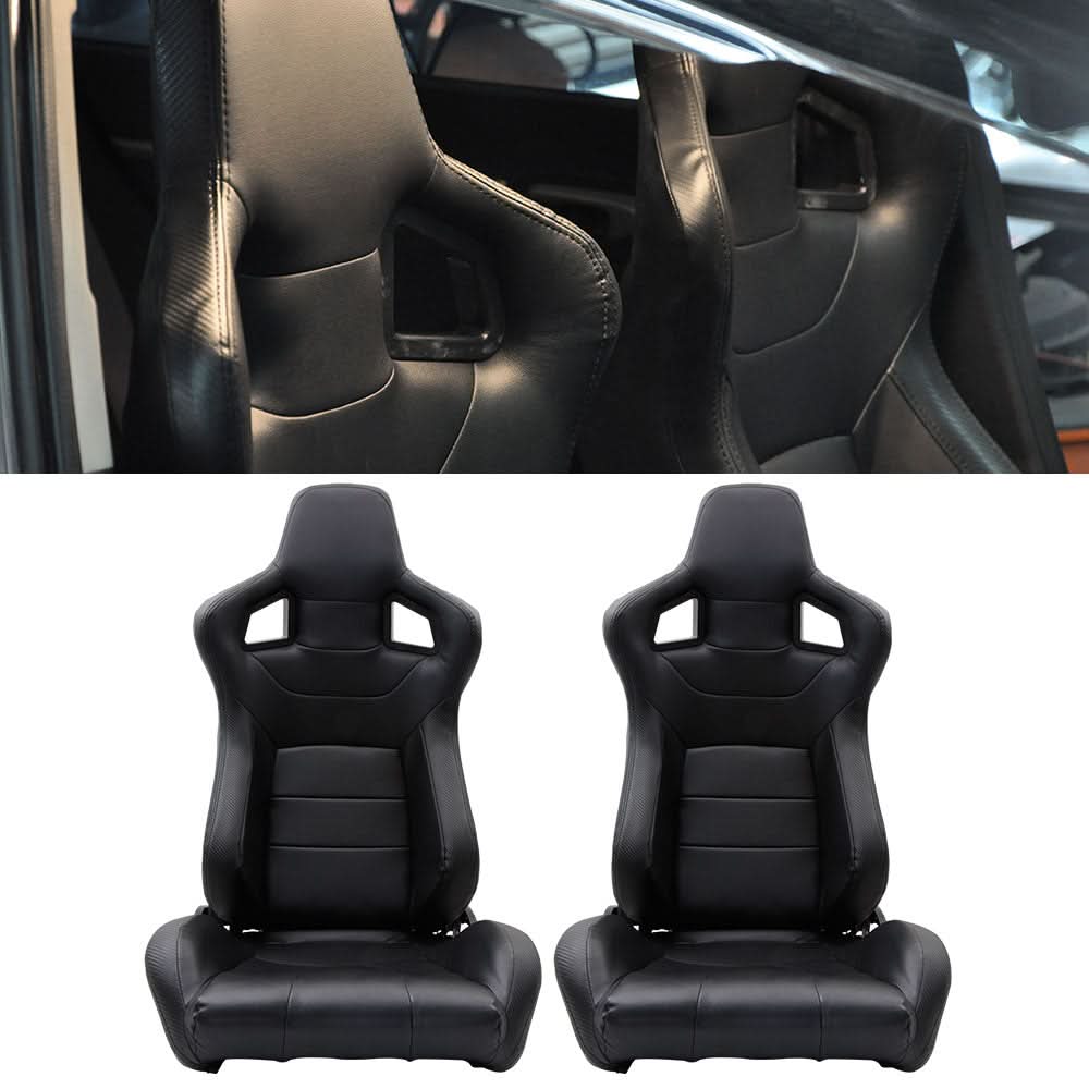 Universal JDM Sport XL Version 2 Black Racing Seats PVC Leather