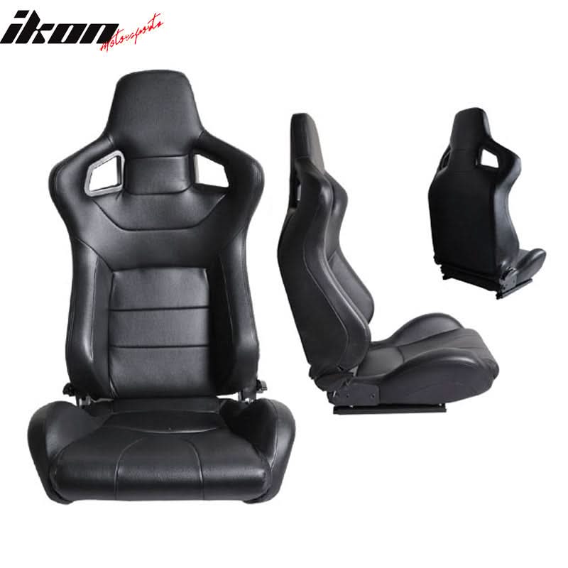 Universal JDM Sport Black Racing Seats PVC Leather
