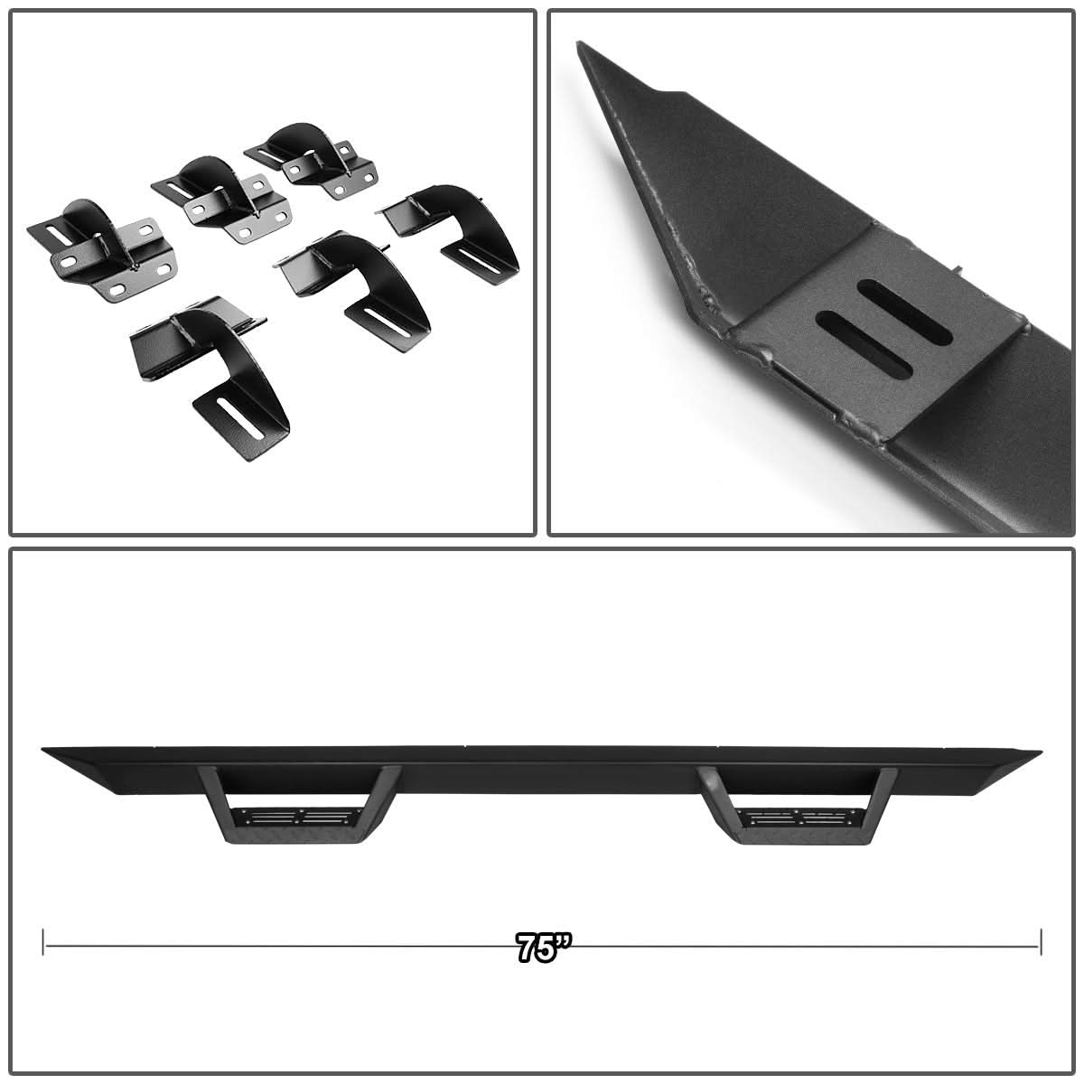 2015-2017 Ford F150 Extended Cab Step Down Nerf Bars - Black