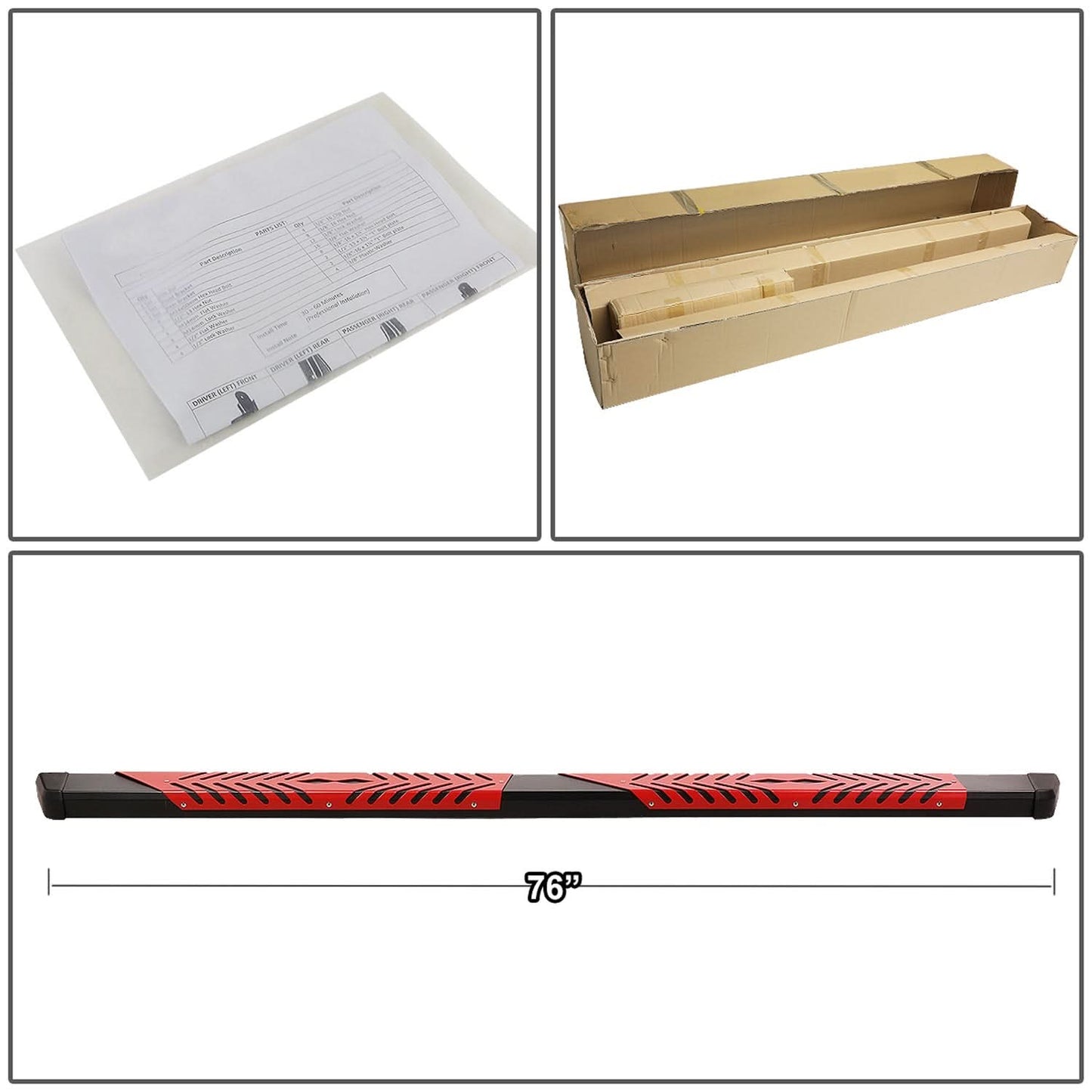 09-20 Dodge Ram 5.5" Extended Cab Nerf Bar Step Bar Black/Red