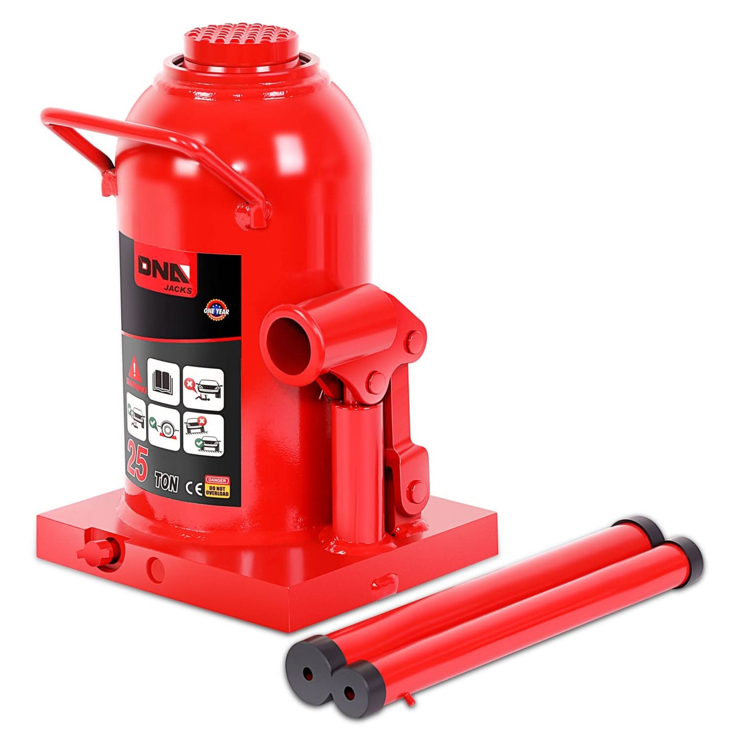 25 Ton Automotive Welded Bottle Jack - Red