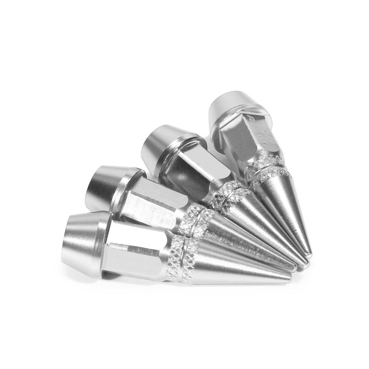 Spiked Lug Nut Style Valve Caps - 45MM / 1.75" Tall - Silver