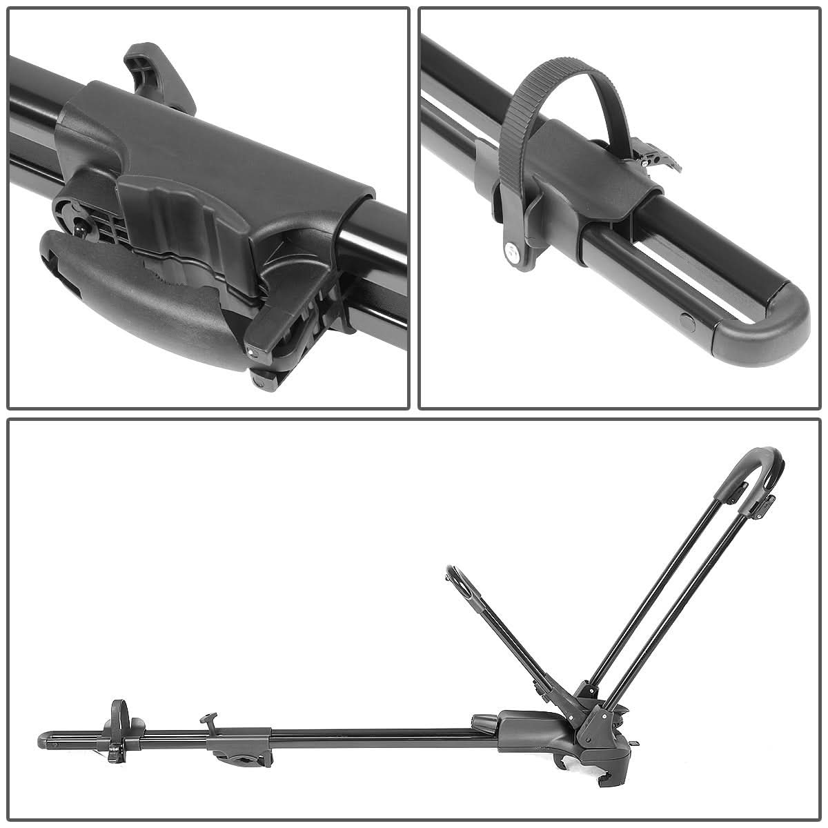 Universal Bicycle Roof Mount Rack - Wheel-On with Lock - Black