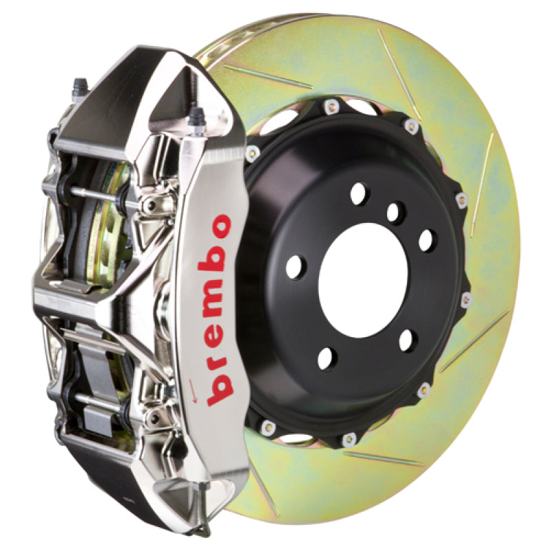 Brembo 03-06 G35/03-08 350Z Front GTR BBK 6 Piston Billet 380x32 2pc Rotor Slotted Type1 - Nickel 1M2.9043AR