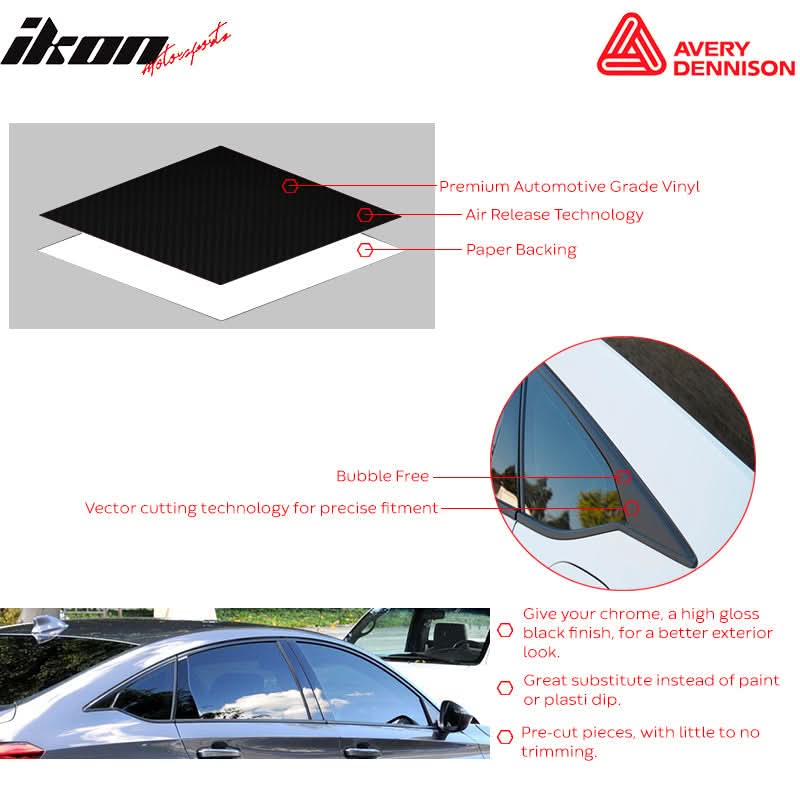 2017-2020 Honda Civic Gloss Black Window Trim Chrome Delete Vinyl Kit