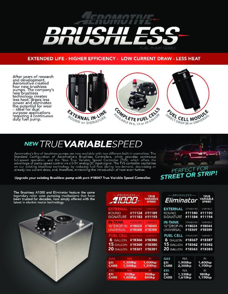 Aeromotive Variable Speed Controlled Fuel Pump - Module - w/Fuel Cell Pickup - Brushless A1000 18043