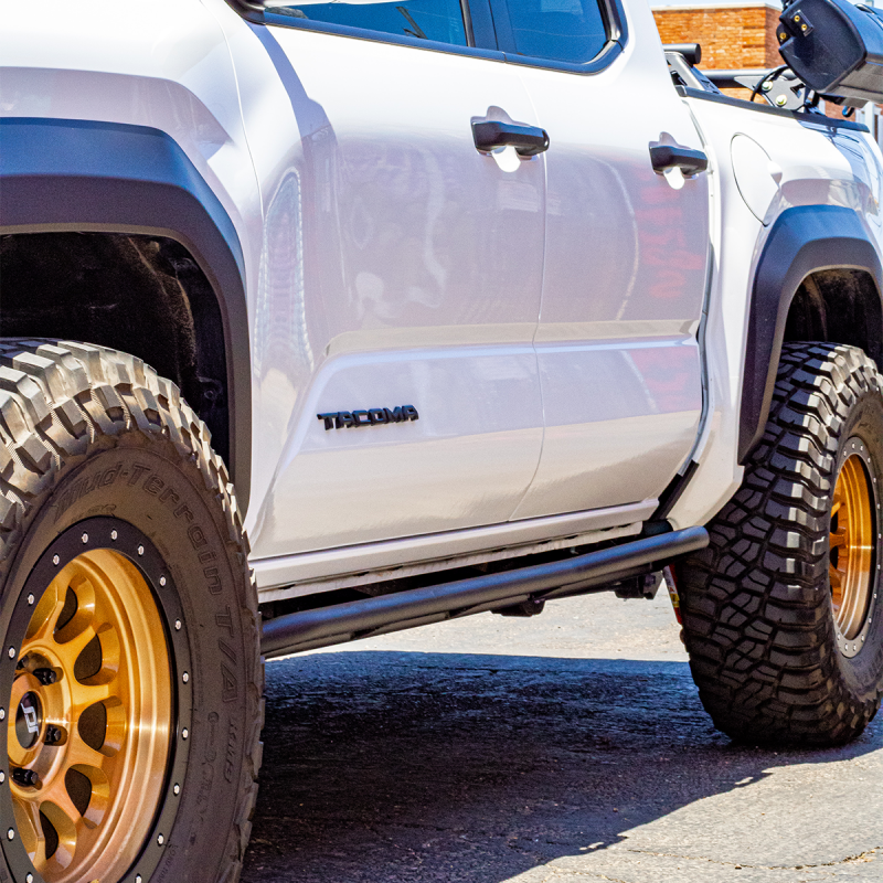 Cali Raised LED Cali Raised 2024+ Toyota Tacoma Trail Ed Rock Sliders - Double Cab Long Bed/No Kick Out/PwdrCoat CR4072