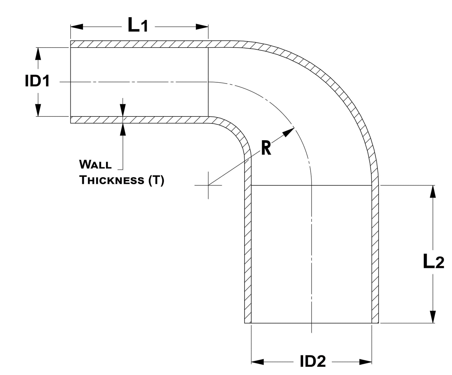 HPS 2-3/4" - 3" ID, Silicone 90 Degree Elbow Reducer Hose, High Temp 4-ply Reinforced, Blue, 70mm - 76mm ID