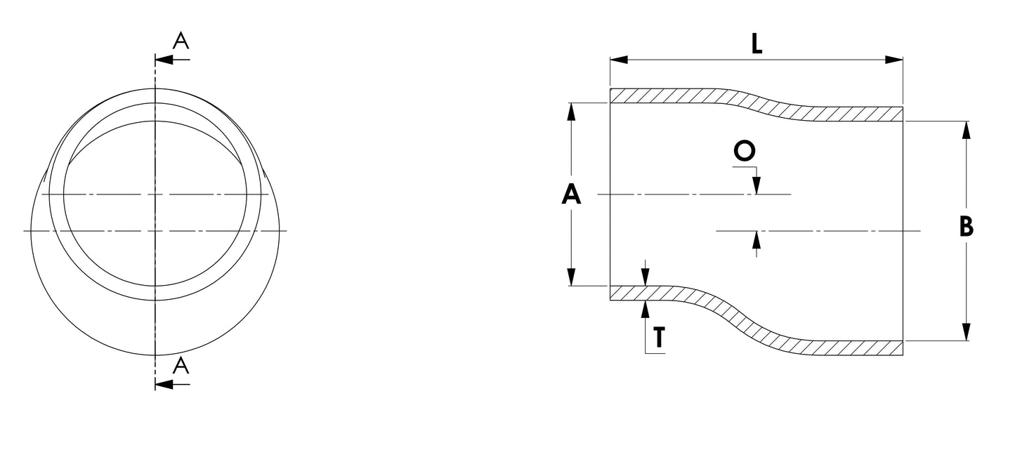 HPS 3-1/2" - 4" ID, 4" Length, Silicone Offset Straight Reducer Coupler Hose, High Temp 4-ply Reinforced, 89mm - 102mm ID, Blue