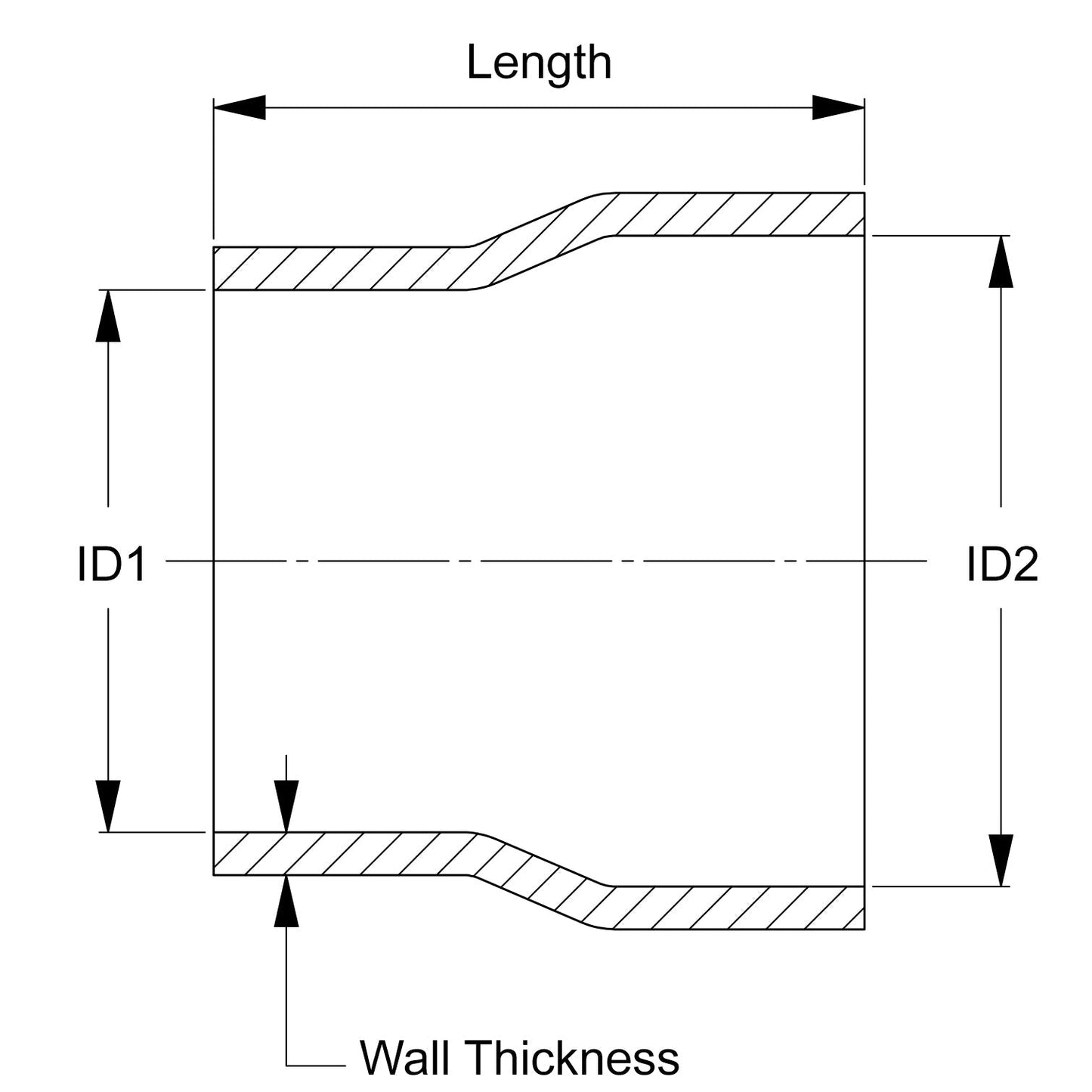 HPS 2-1/2" - 3-1/4", Silicone Straight Reducer Coupler Hose, High Temp 4-ply Reinforced, 63mm - 83mm