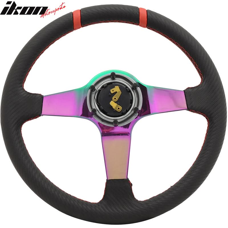 350MM Black CF Print Neo Spoke Sport Racing Steering Wheel Logo
