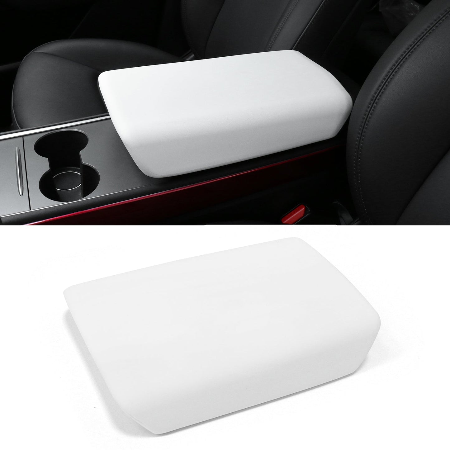 2020-2024 Tesla Model Y & 2017-2023 Model 3 Armrest Cover White TPE