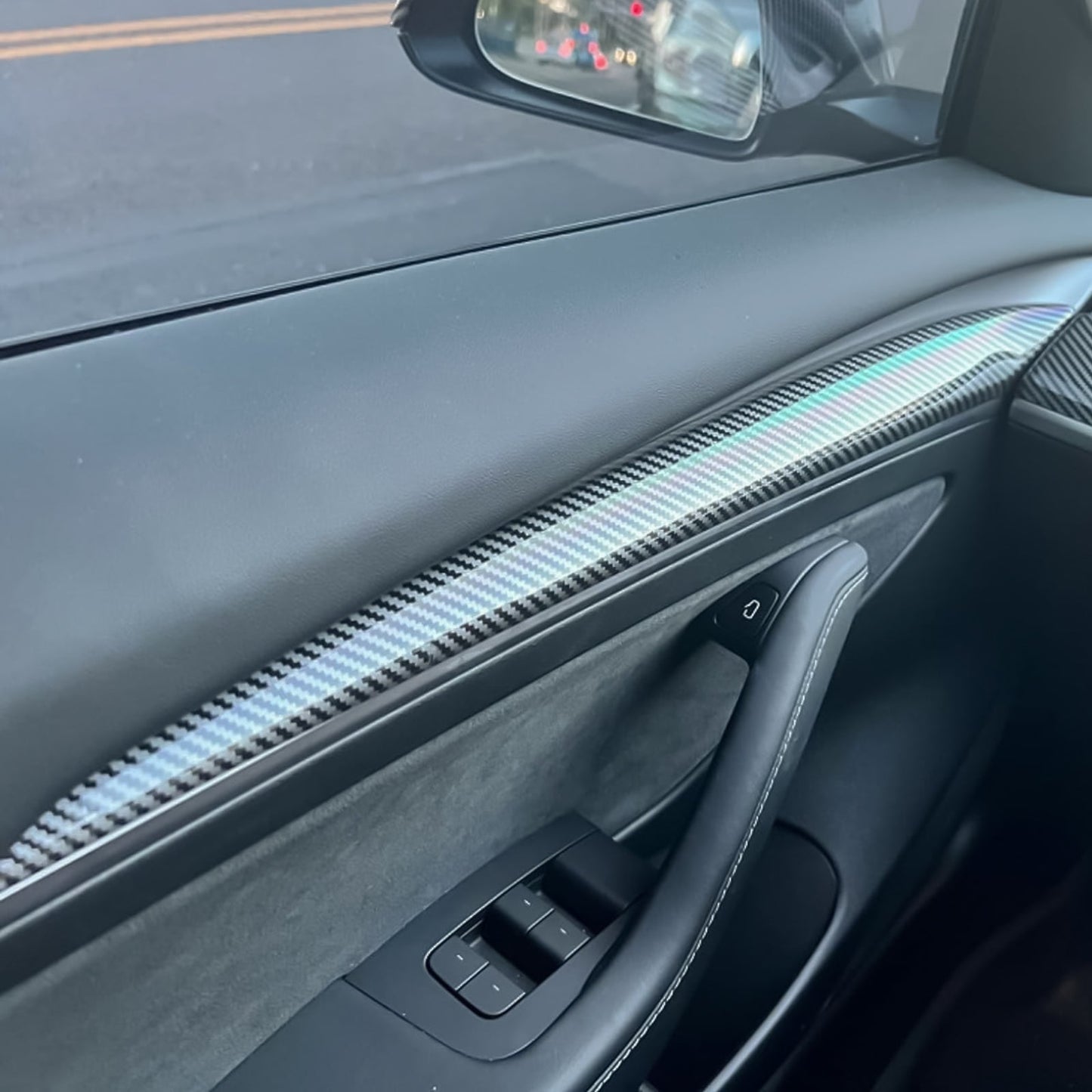 2021-2023 Tesla 3 & 2023 Y Carbon Fiber Center Front Door Panel ABS