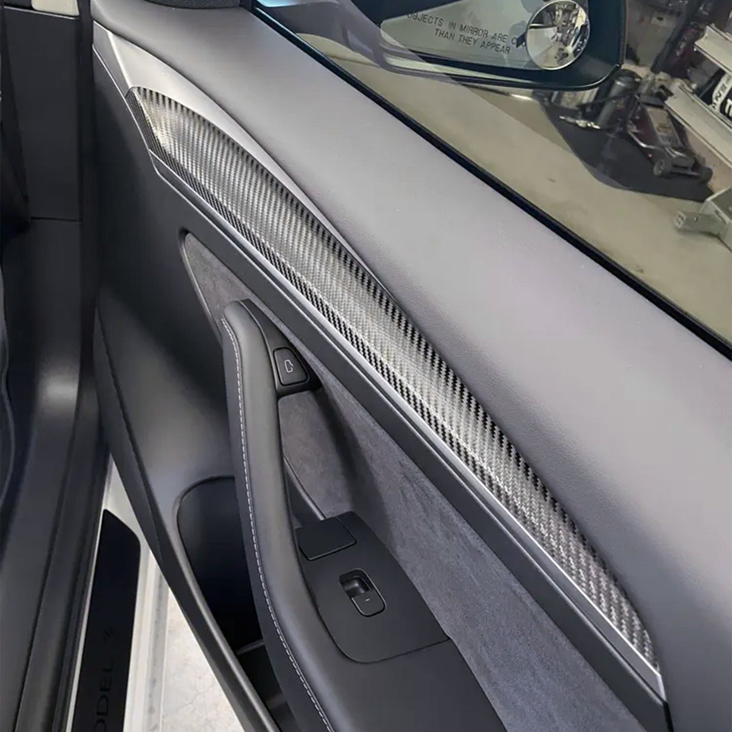 2021-2023 Tesla 3 23 Y Matte Carbon Fiber Center Front Door Panel ABS
