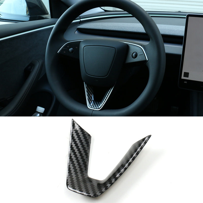 2024-2025 Tesla Model 3 Carbon Fiber Print Steering Wheel Panel Trim