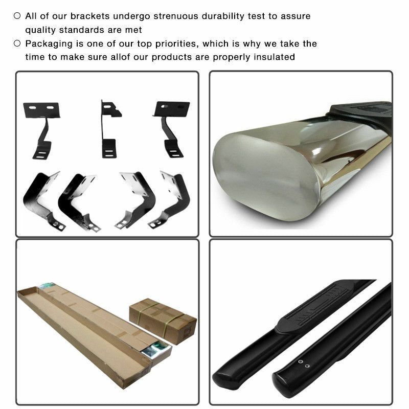 2004-2008 Ford F150 Black Powder Coat Finish Running Boards Stainless