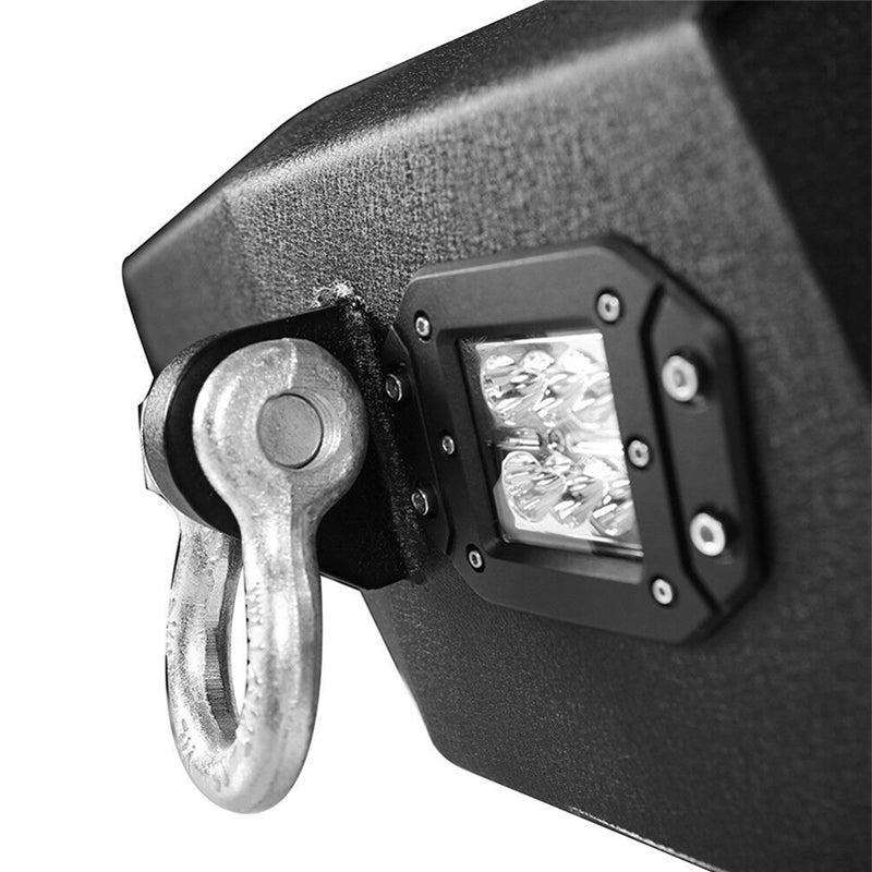 1987-2006 Jeep Wrangler TJ YJ Textured Rear Bumper 2 LED Lights D-Ring